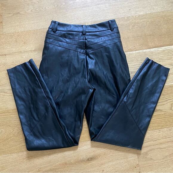 XLE The Label - Faux Leather Zip Ankle Straight Leg Pants in Black - Picture 5 of 5